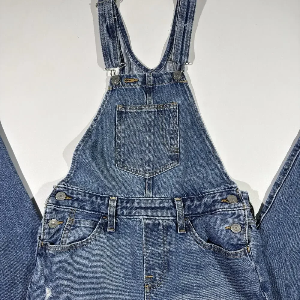 Levi's Women's Blue Denim Bib Overalls Carpenter Pocket Size XS Washed